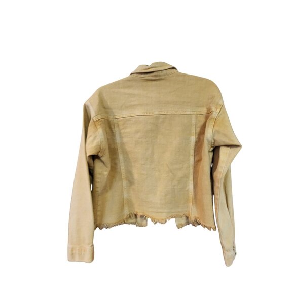 Womens Q2 Cropped Denim Jacket With Raw Hem & Button Front Closure - Size S - Picture 2 of 3